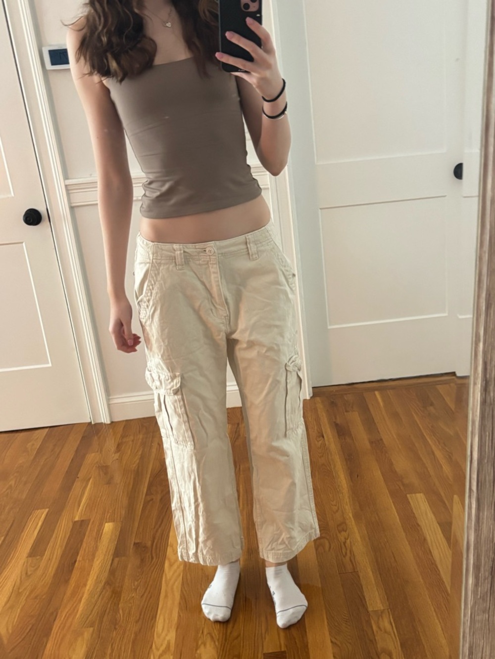 Casual Wide-Leg Cargo Pants in Cream